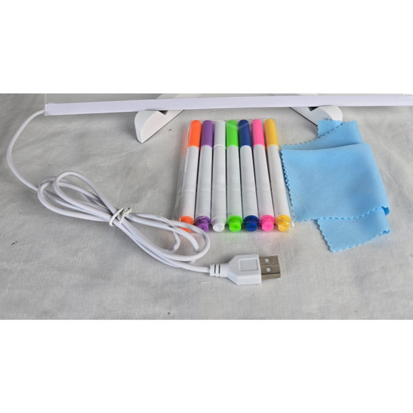 Led Light Up Acrylic Dry Erase Note Board, Drawing, Adjustable Stand, 7 Pens New - Picture 5 of 8